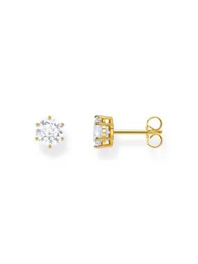 Thomas Sabo H2301-414-14 Gold-plated Ear Studs with white Brilliant-cut Stone 6,0 mm Ladies