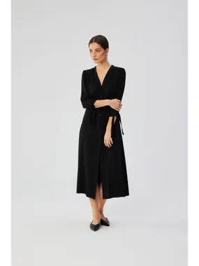 S365 Midi dress with tied cuffs - black