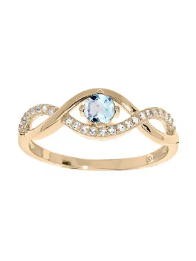 Charming Gold Plated Blue Topaz Ring PO/SR00716TP