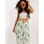 Women's white and green Ruffle skirt