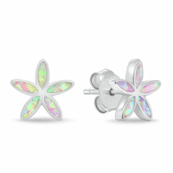 Floral Silver Jewelry Set With Synthetic Opals Set288wp