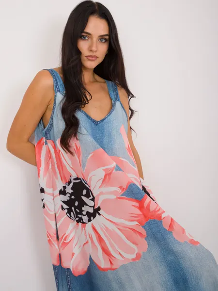 Women's blue dress with a print