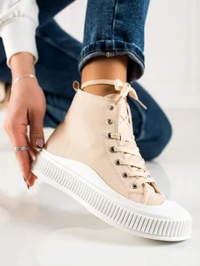 Shelovet beige high casual women's sneakers