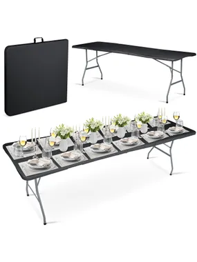 Folding garden catering table 244 cm Black