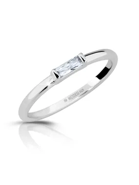 Minimalist silver ring with zircon M01012