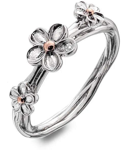 Silver flower ring Forget me not DR214