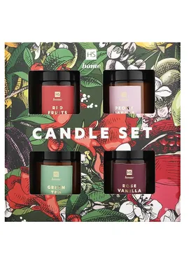 Set of soy candles Green Tea 100ml + Peony Papaya 100ml + Rose Vanilla 100ml + Red Fruit 100ml