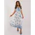 Women's white and blue dress with a print
