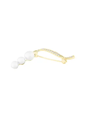 Elegant gold-plated brooch with pearls and zircons SVLD0002XD2GP00
