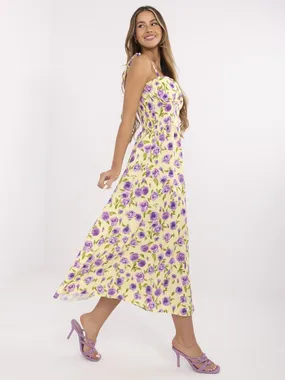 Women's bright yellow dress with print