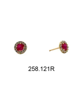 Sparkling yellow gold earrings with rubies 14/258.121/6R