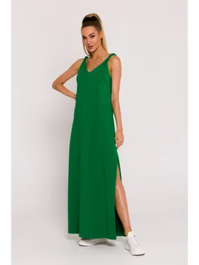 M791 Maxi dress with a deep neckline on the back - juicy green