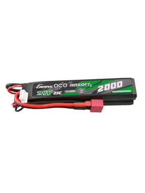 Gens Ace 25C 2000mAh 2S2P 7.4V Saddle Airsoft Gun Lipo Battery with Mini Deans(T) Plug