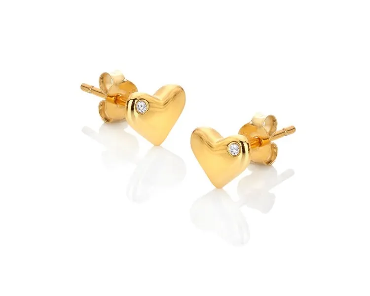 Jac Jossa Soul DE781 Gold Plated Heart Earrings With Genuine Diamonds