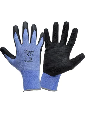 Black and blue latex gloves. l211608p, card, "8", ce, lahti