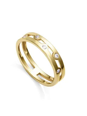 Gold-plated double ring with zircons Elegant 9123A014-30