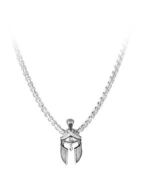Designer men's necklace with a knight's helmet