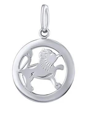 Silver pendant zodiac sign Leo - Round SILVEGOB10283S08