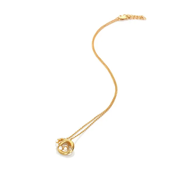 Charming Gold Plated Diamond and Pearl Necklace Jac Jossa Soul DN166