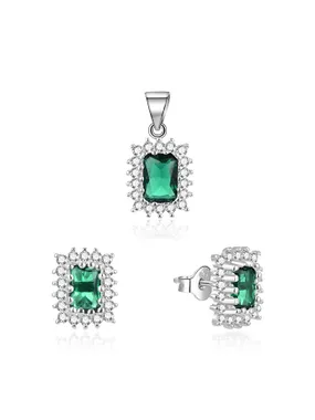 Elegant jewelry set with zircons TAGSET198 (pendant, earrings)