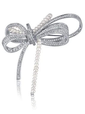 Luxury women's brooch with beads 2in1 Bows JL0666