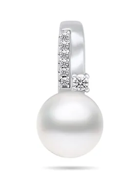 Beautiful silver pendant with genuine pearl and zircons PT100W