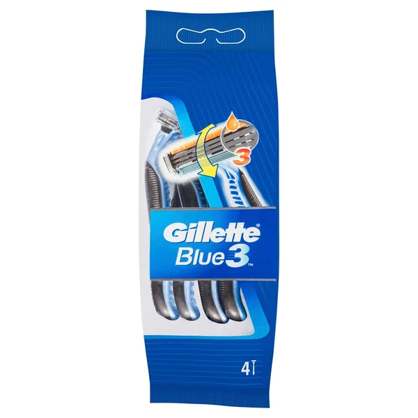 Blue 3 disposable razors for men, 4 pcs