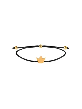 Corded Bracelet Black / Gold Crown