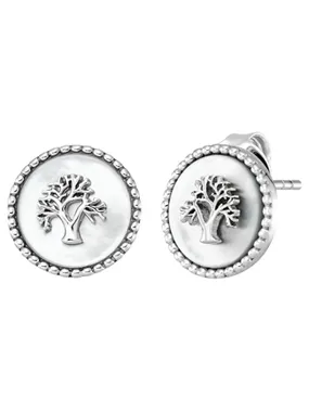 Silver earrings with mother-of-pearl Tree of Life ERE-LILTREE-PE