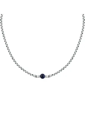 Steel Necklce with lapis lazuli pietre s1745
