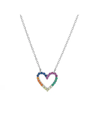 Delicate silver necklace Colorful heart AJNA0025