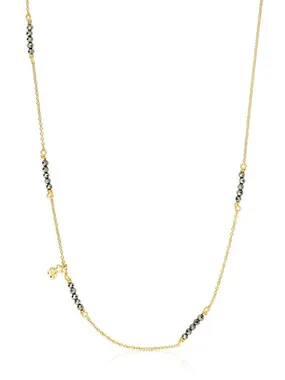 Bold Bear Gold Plated Necklace with Pyrite Beads 1003886300