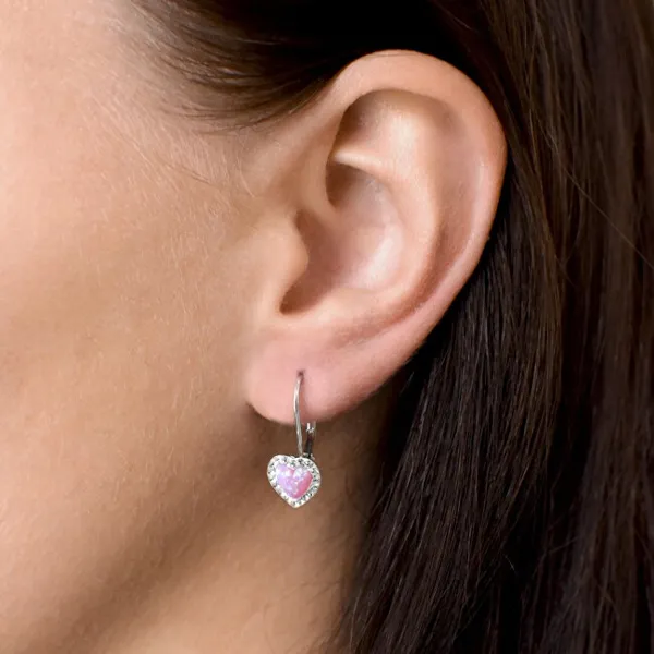 Heart jewelry set with Preciosa crystals 39161.1 & light rose s.opal (earrings, chain, pendant)