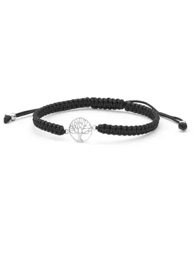 Corded black kabbalah bracelet Tree of Life AGB535