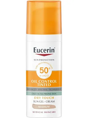 Protective tinting and matting face gel cream SPF 50+ Sun (Oil Control Tinted Sun Gel-Cream) 50 ml, Light