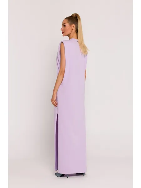 M790 Maxi dress with shoulder pads - violet