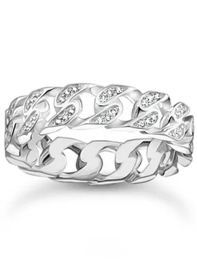 Thomas Sabo TR2500-051-14-54 ring - chain links white stones silver Ladies