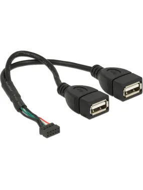 USB 2.0 Y-cable, 10 pin header > 2x USB-A socket