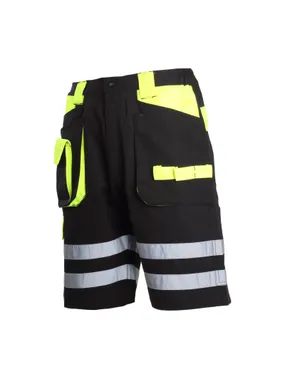Short shorts black and yellow, 100% cotton, with reflectors, "l", ce, lahti