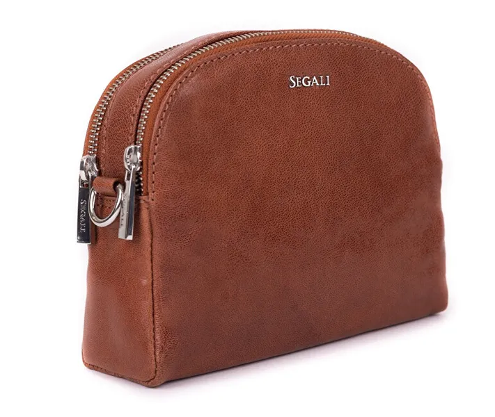 Women's leather crossbody bag 12 Cognac