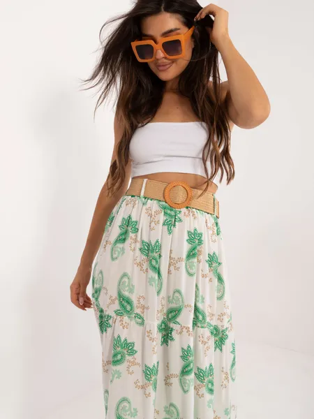 Women's white and green Ruffle skirt