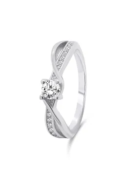 Charming silver engagement ring RI049W