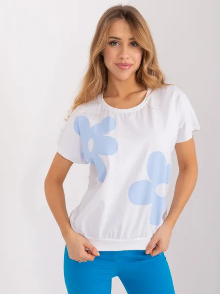 Women's white and blue Blouse with print