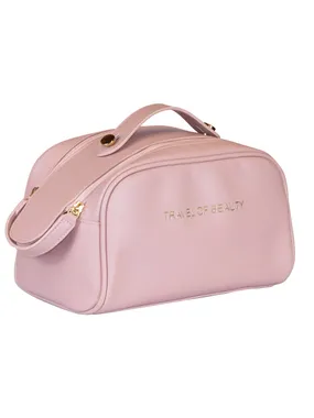 Soft Pink cosmetic bag with flap