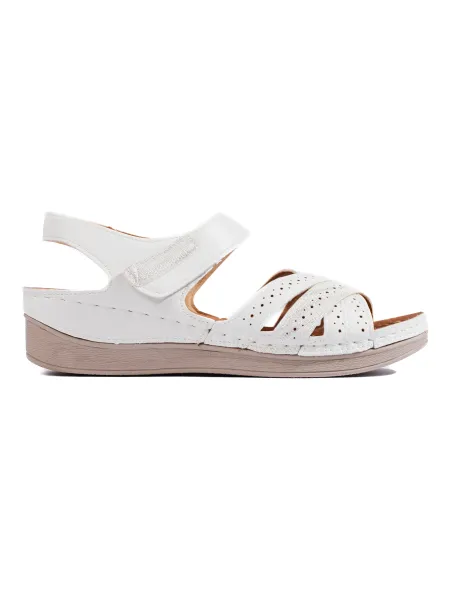 Women's white velcro sandals