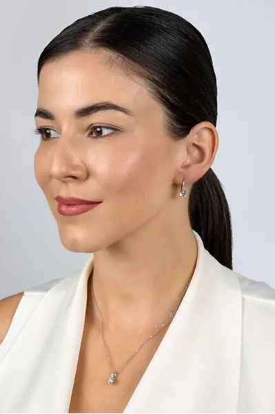 Elegant gold-plated set with zircons SET274Y (pendant, dangle earrings)