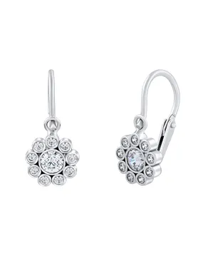 Gentle girls' earrings for children made of white gold with zircons SILVEGOB70347BRGW