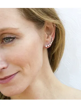 Silver longitudinal earrings with clear crystals AGU2712