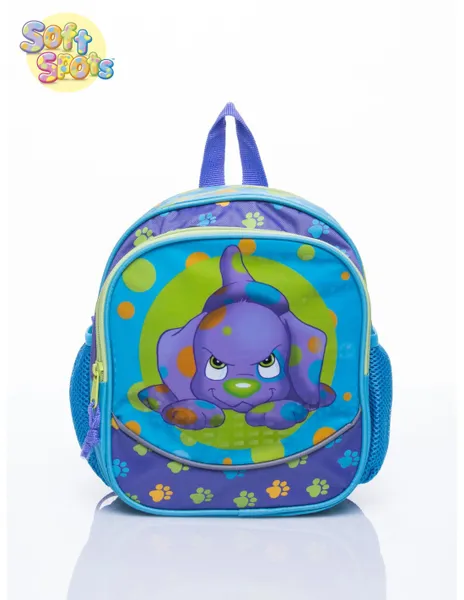 Blue backpack for school with the Soft Spots motif from