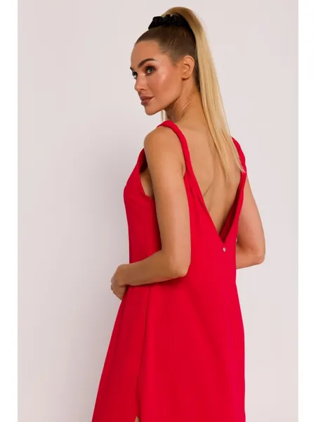 M791 Maxi dress with a deep neckline on the back - red